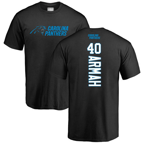 Carolina Panthers Men Black Alex Armah Backer NFL Football #40 T Shirt